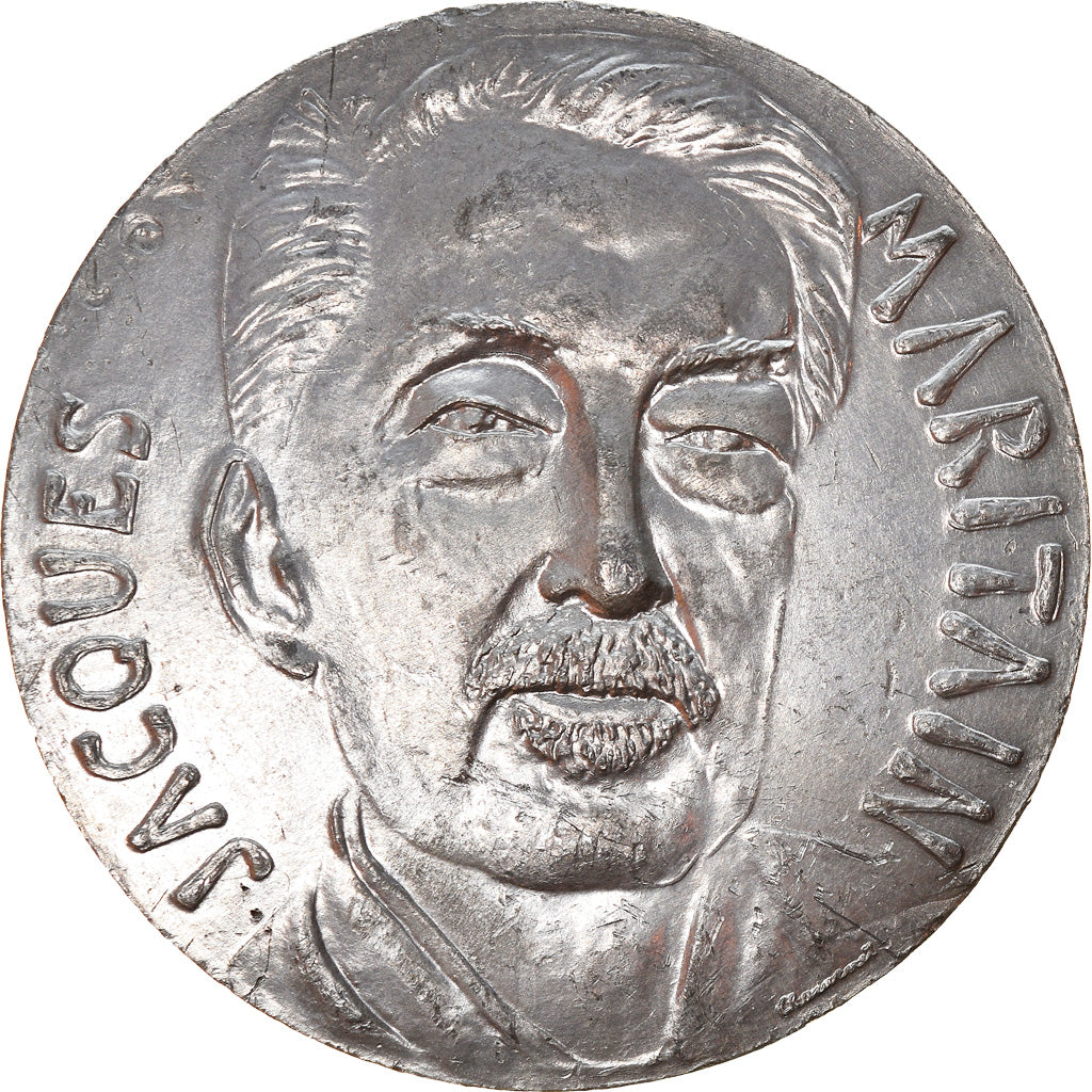 France, Medal, Jacques Maritain, Philosophie, 1966, AU(50-53), Tin