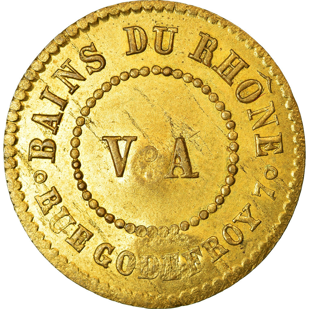 Francia, Token, Bains du Rhône, V. A., Abonnement aux bains, EBC, Latón