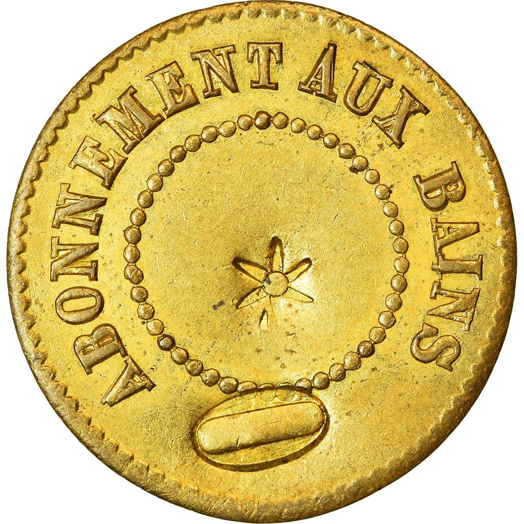 Francia, Token, Bains du Rhône, V. A., Abonnement aux bains, EBC, Latón