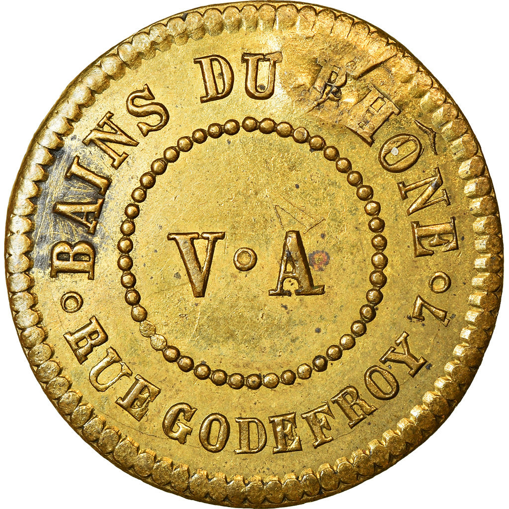 Francia, Token, Bains du Rhône, V. A., Abonnement aux bains, EBC, Latón