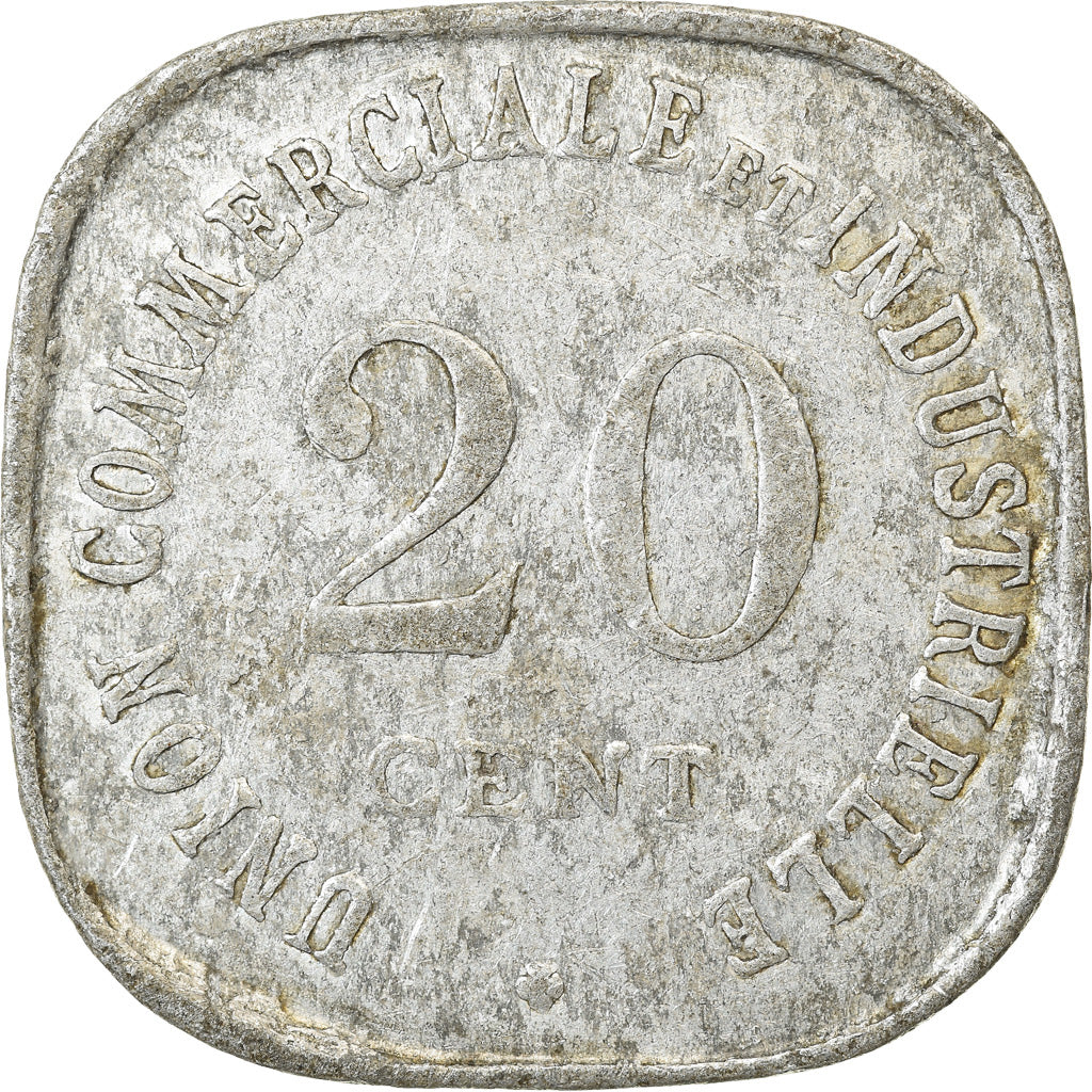Moeda, França, Union Commerciale et Industrielle, Vincennes, 20 Centimes, 1917