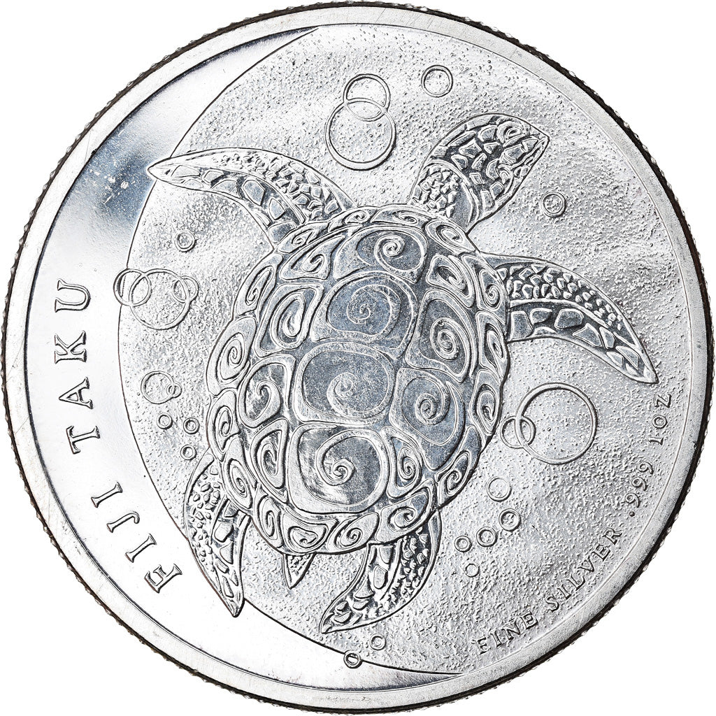 Coin, Fiji, Elizabeth II, Hawksbill Turtle, 2 Dollars, 2011, 1 Oz, MS(65-70)