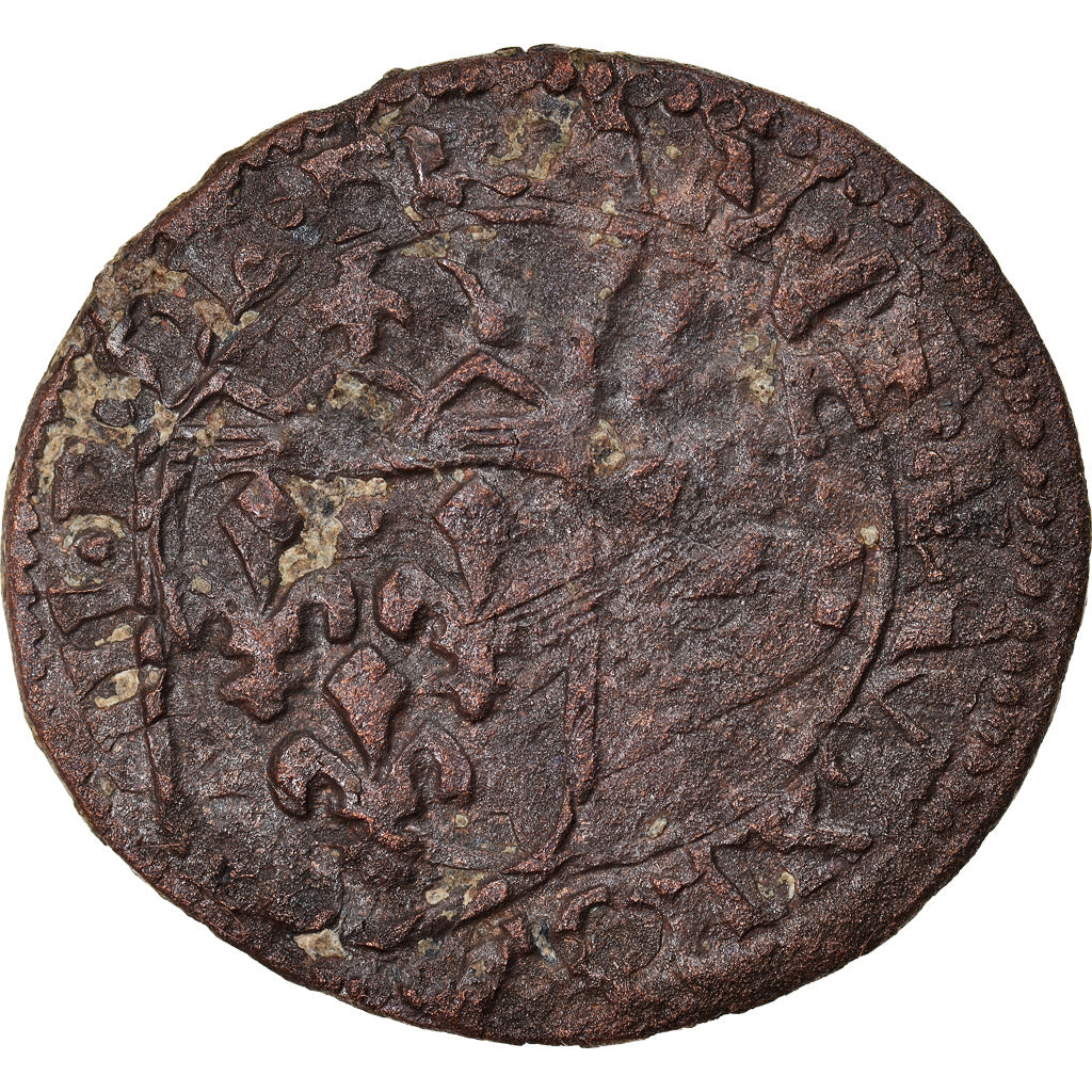 Moneda, Francia, Louis XIII, Faux douzain Huguenot, Surfrappe sur Double