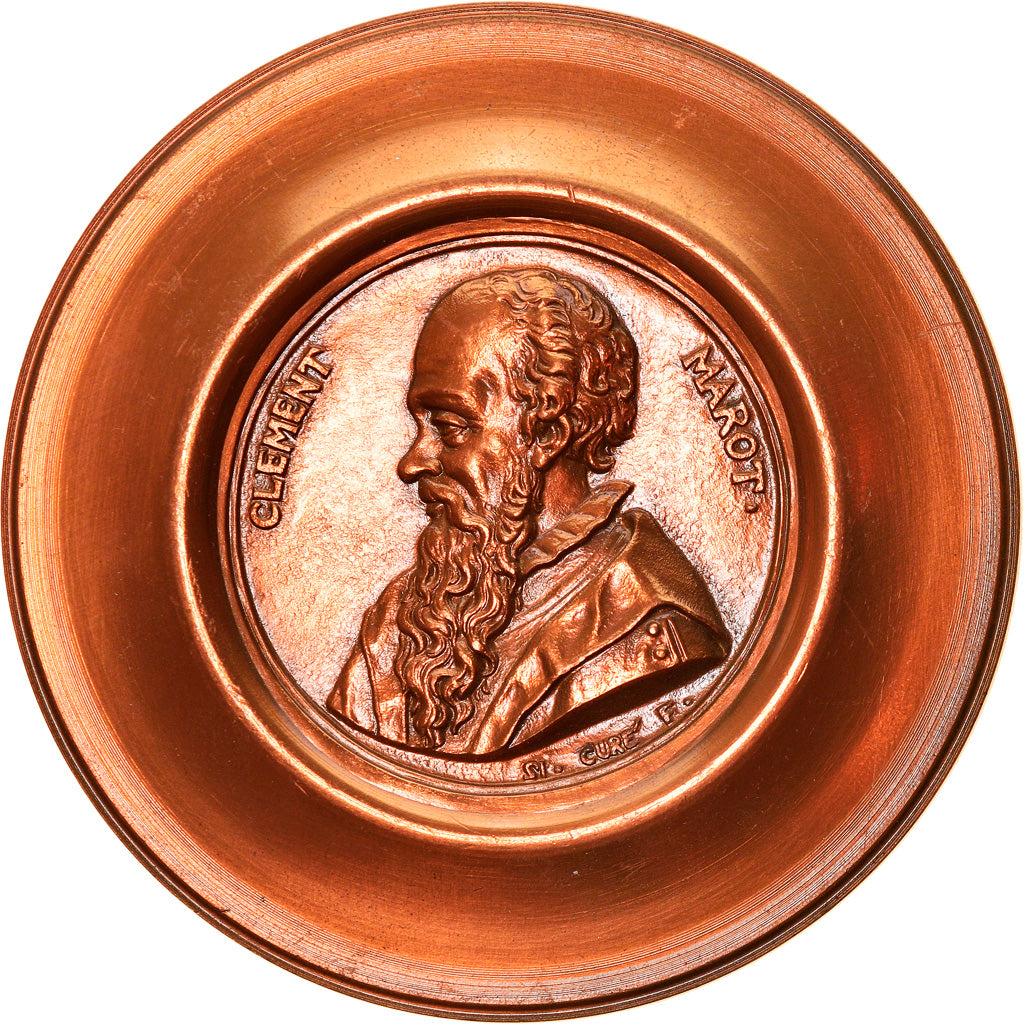 France, Medal, Clément Marot, History, 1967, Cure, MS(63), Copper