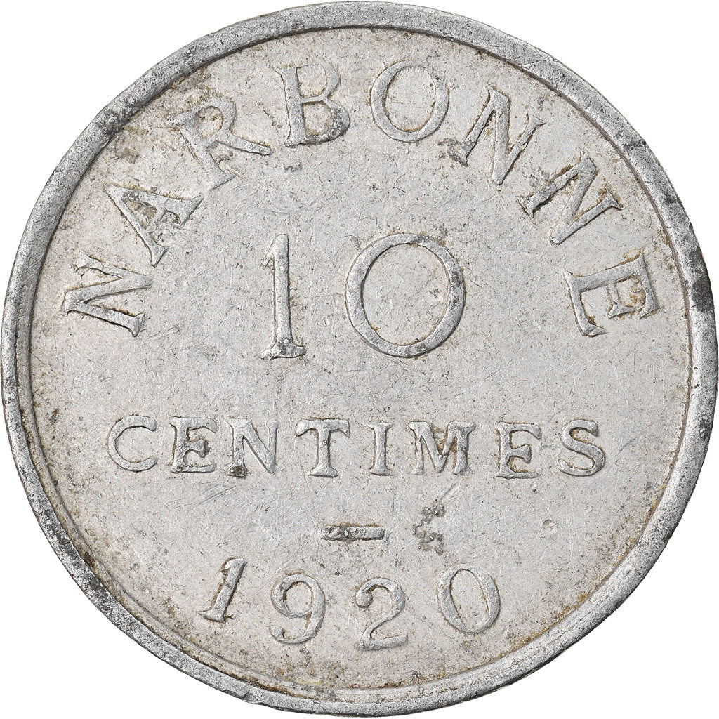 Moneta, Francja, Chambre de Commerce, Narbonne, 10 Centimes, 1920, EF(40-45)