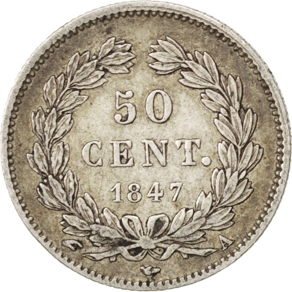 Coin, France, Louis-Philippe, 50 Centimes, 1847, Paris, EF(40-45), Silver