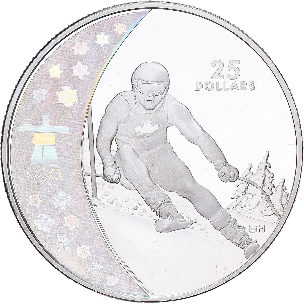 Moneta, Canada, Elizabeth II, Alpine skiing, 25 Dollars, 2007, FDC, Argento