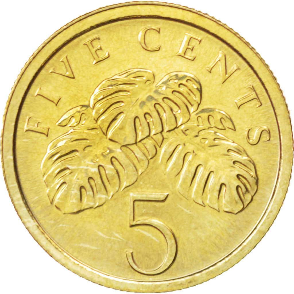 Coin, Singapore, 5 Cents, 1989, MS(63), Aluminum-Bronze, KM:50