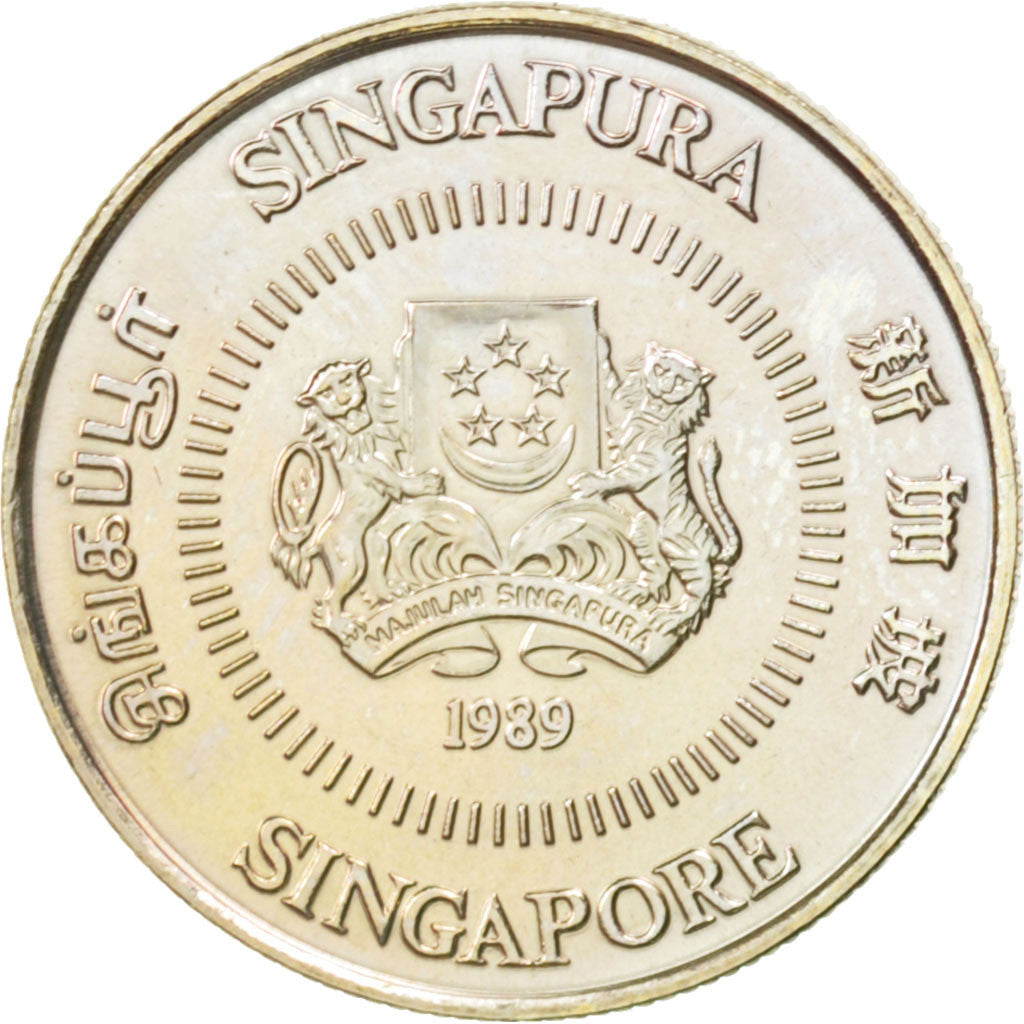 Coin, Singapore, 10 Cents, 1989, MS(63), Copper-nickel, KM:51
