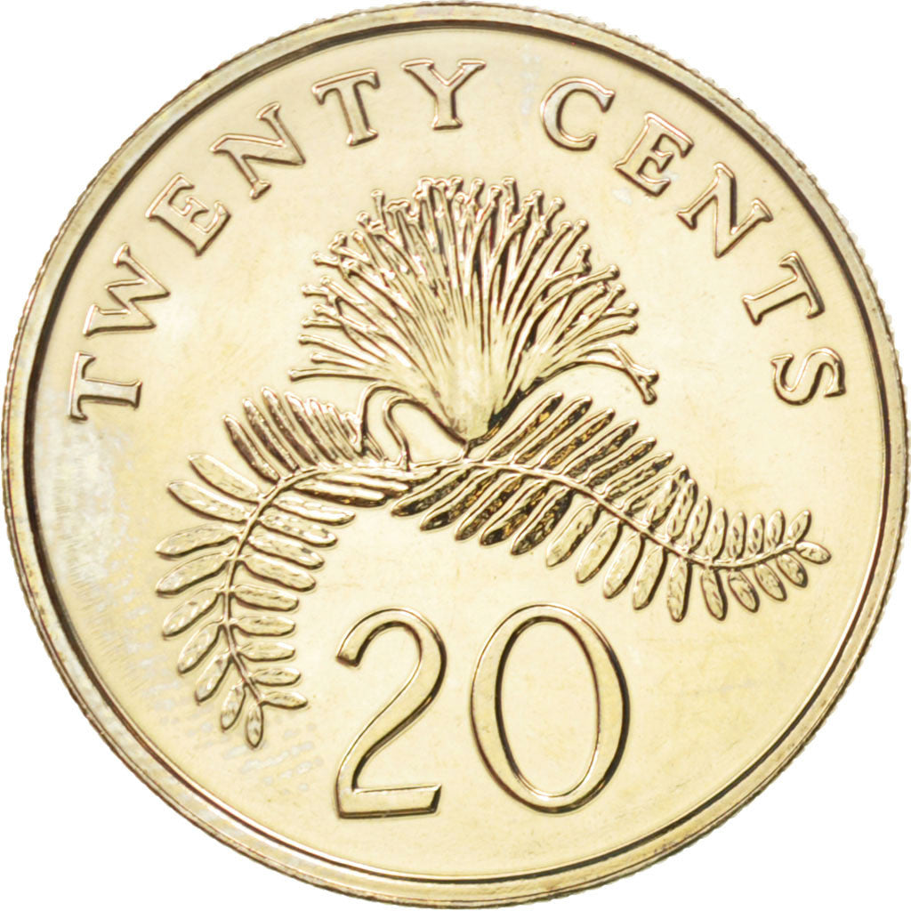 Coin, Singapore, 20 Cents, 1989, MS(63), Copper-nickel, KM:52