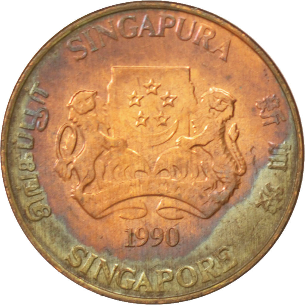 Moneta, Singapore, Cent, 1990, SPL, Bronzo, KM:49
