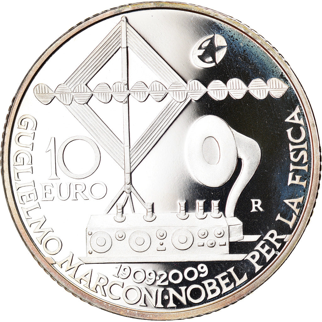 Italy, 10 Euro, Guglielmo Marconi, 2009, Rome, Proof, MS(65-70), Silver, KM:317