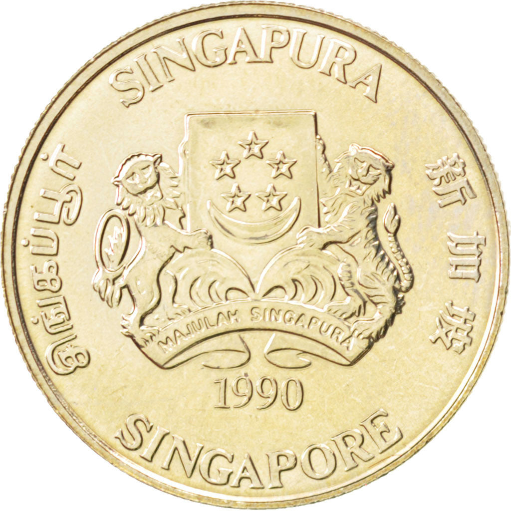 Coin, Singapore, 20 Cents, 1990, MS(63), Copper-nickel, KM:52
