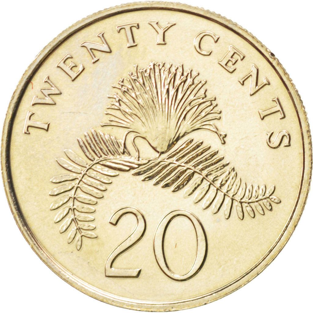 Coin, Singapore, 20 Cents, 1990, MS(63), Copper-nickel, KM:52