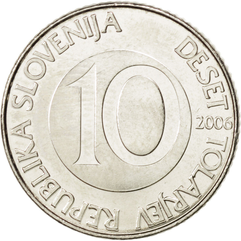Coin, Slovenia, 10 Tolarjev, 2006, MS(63), Copper-nickel, KM:41