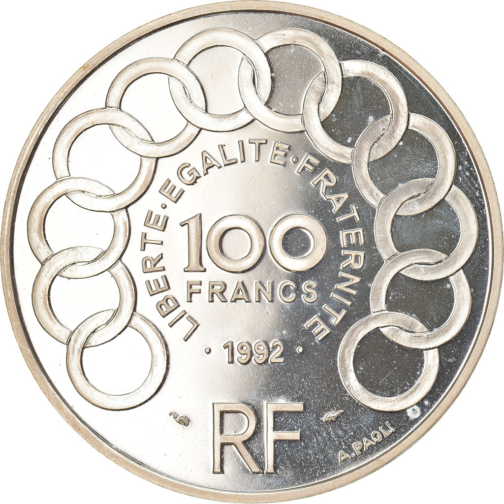 Munten, Frankrijk, Jean Monnet, 100 Francs-15 Ecus, 1992, Proof, FDC, Zilver