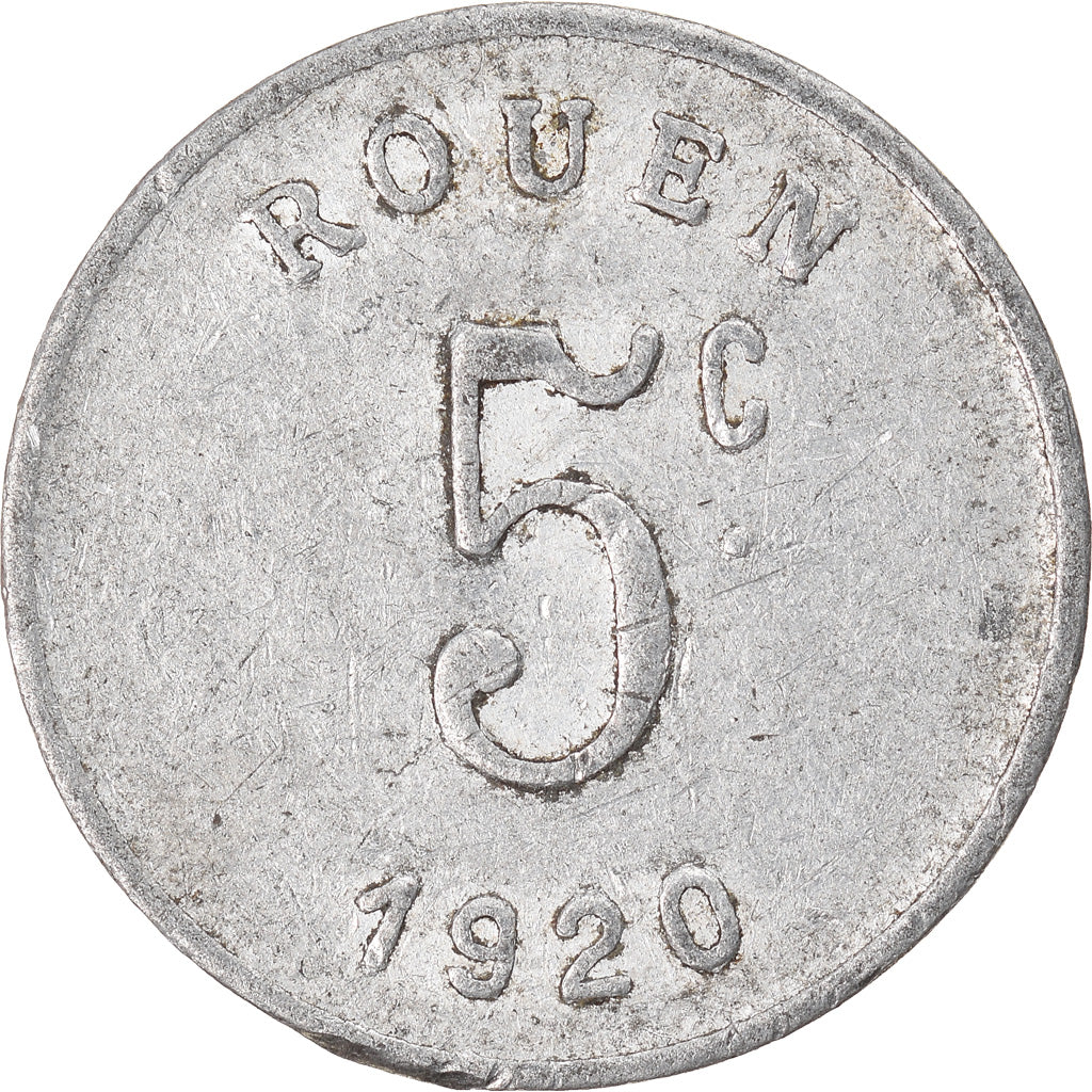 Moneta, Francja, Ligue des Commerçants, Rouen, 5 Centimes, 1920, EF(40-45)