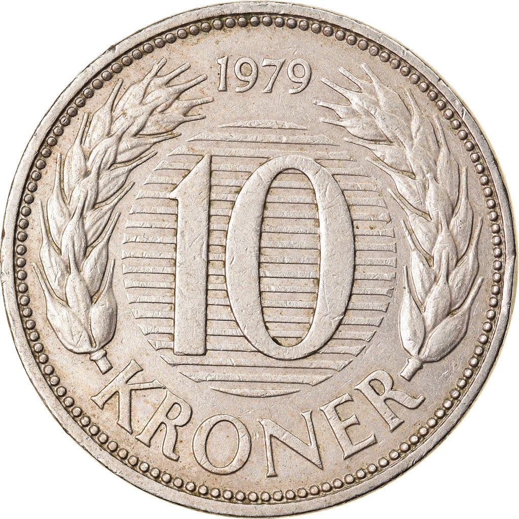 Moneta, Danimarca, Margrethe II, 10 Kroner, 1979, Copenhagen, BB+, Rame-nichel