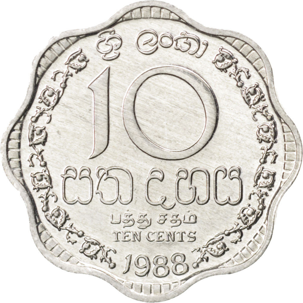 Coin, Sri Lanka, 10 Cents, 1988, MS(63), Aluminum, KM:140a