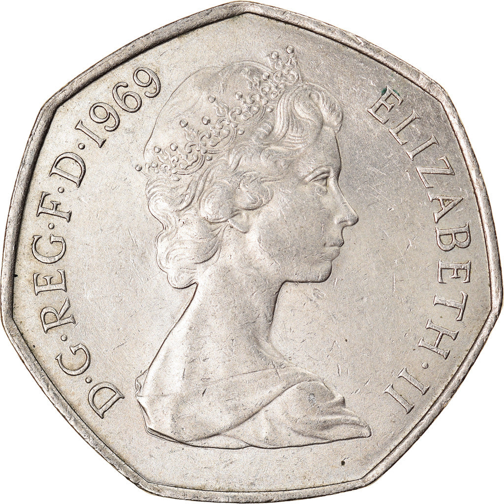Coin, Great Britain, Elizabeth II, 50 New Pence, 1969, AU(50-53), Copper-nickel