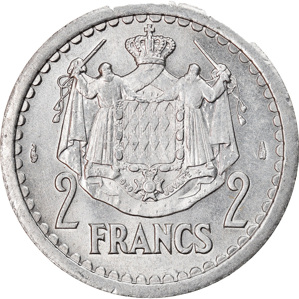 Moneta, Monaco, Louis II, 2 Francs, Undated (1943), Poissy, BB+, Alluminio