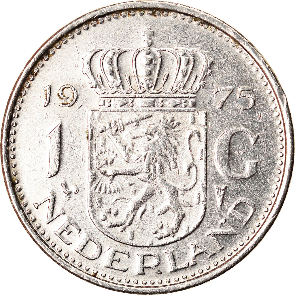 Coin, Netherlands, Juliana, Gulden, 1975, AU(50-53), Nickel, KM:184a