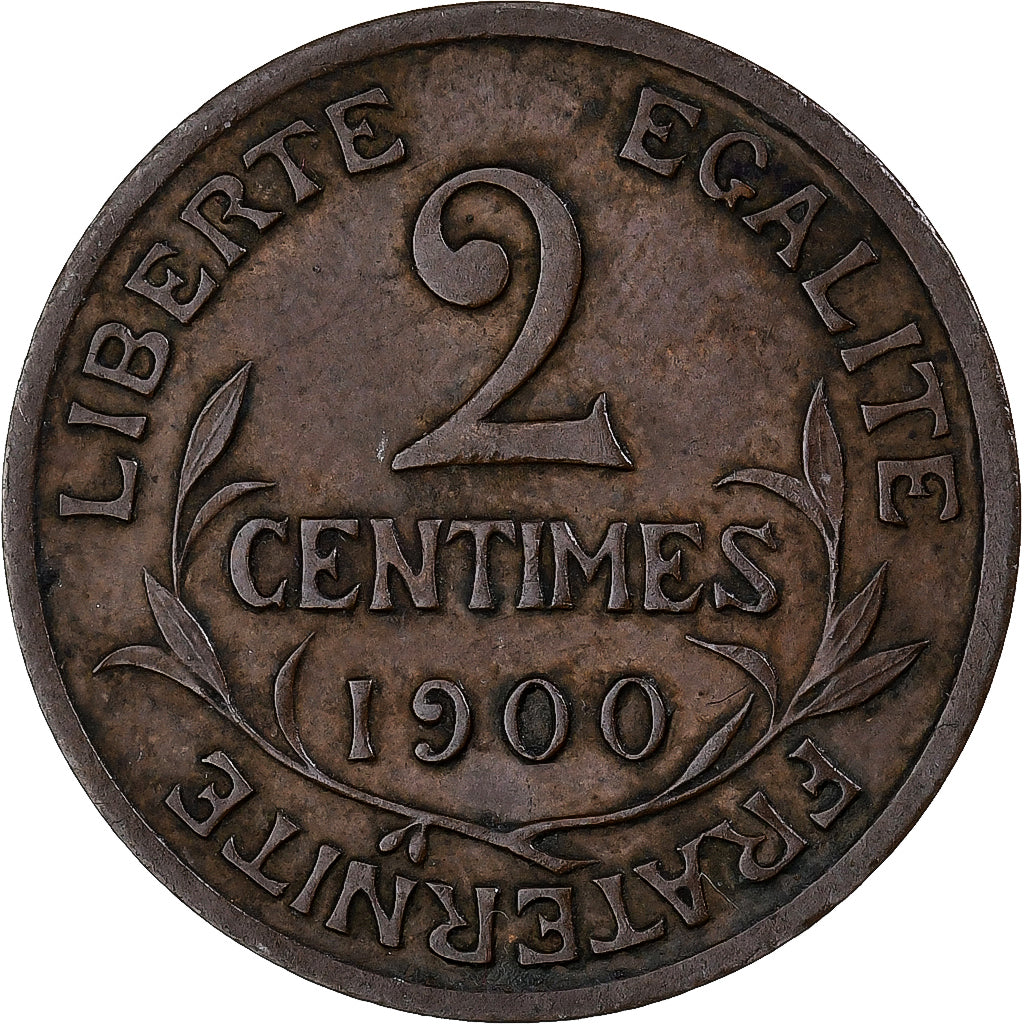 Frankreich, 2 Centimes, Dupuis, 1900, Paris, Bronze, SS, Gadoury:107, KM:841