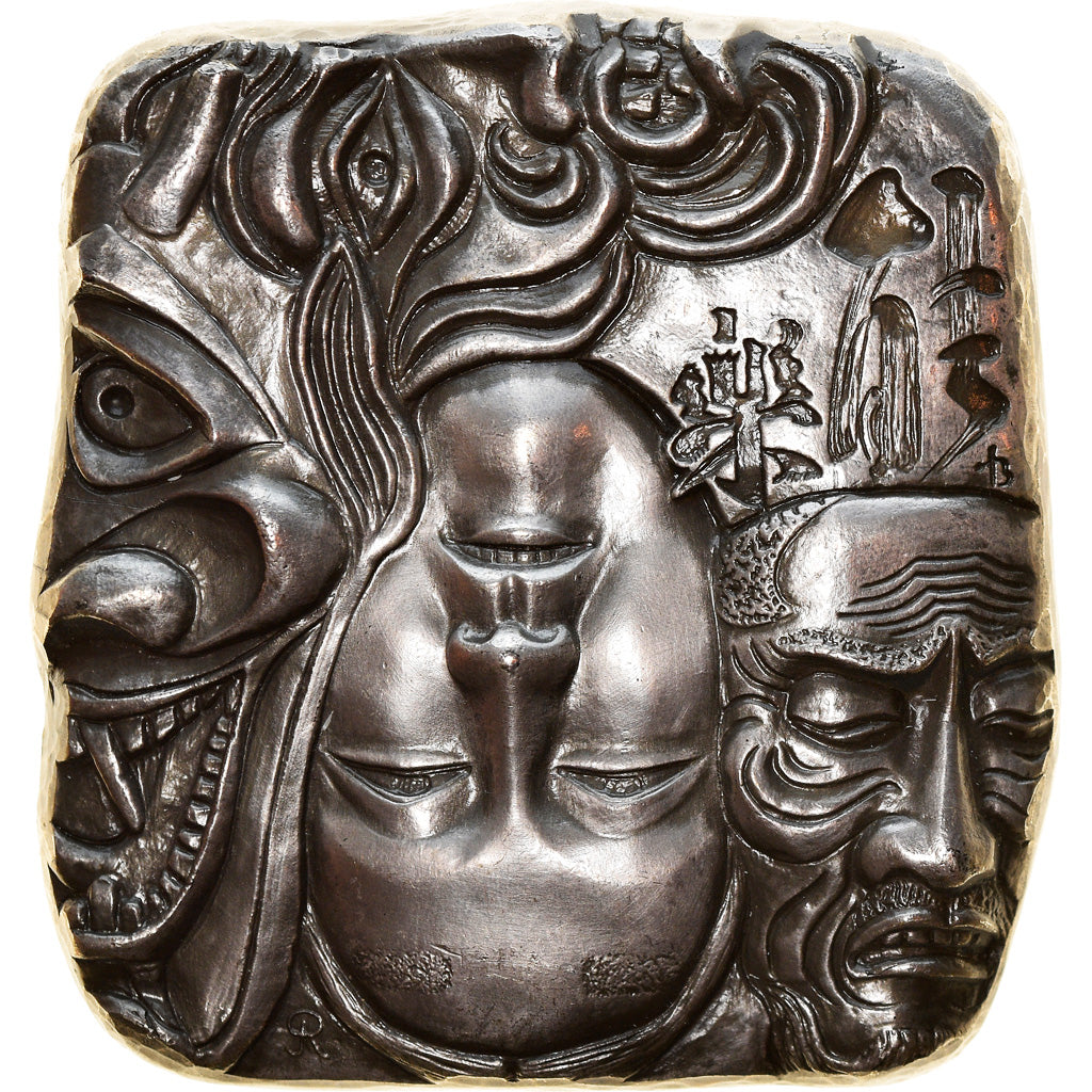 France, Medal, Le Japon, Théâtre Kabuki, 1970, Copper Plated Silver