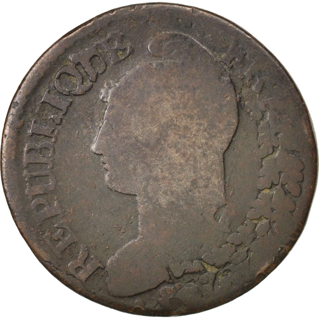 Coin, France, Dupré, 5 Centimes, 1796, Lyon, F(12-15), Bronze, KM:642.5