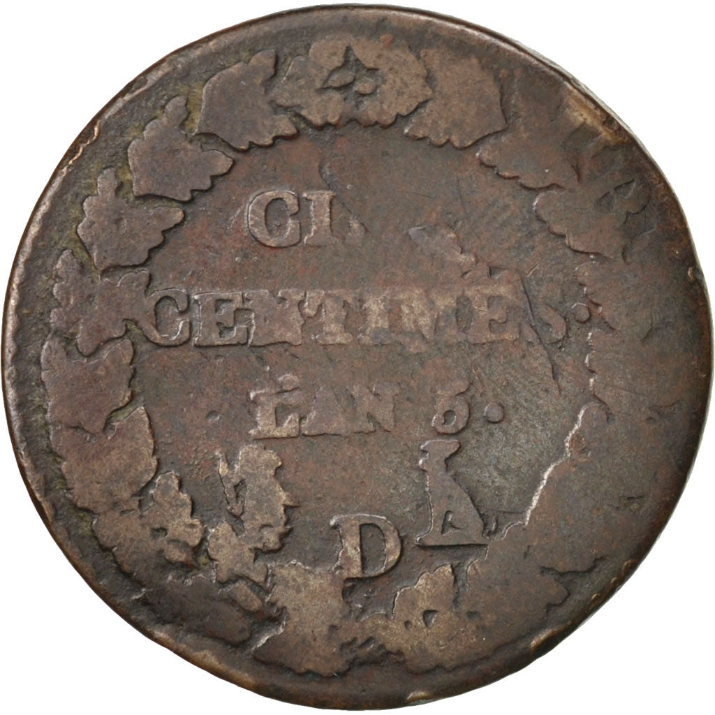 Coin, France, Dupré, 5 Centimes, 1796, Lyon, F(12-15), Bronze, KM:642.5