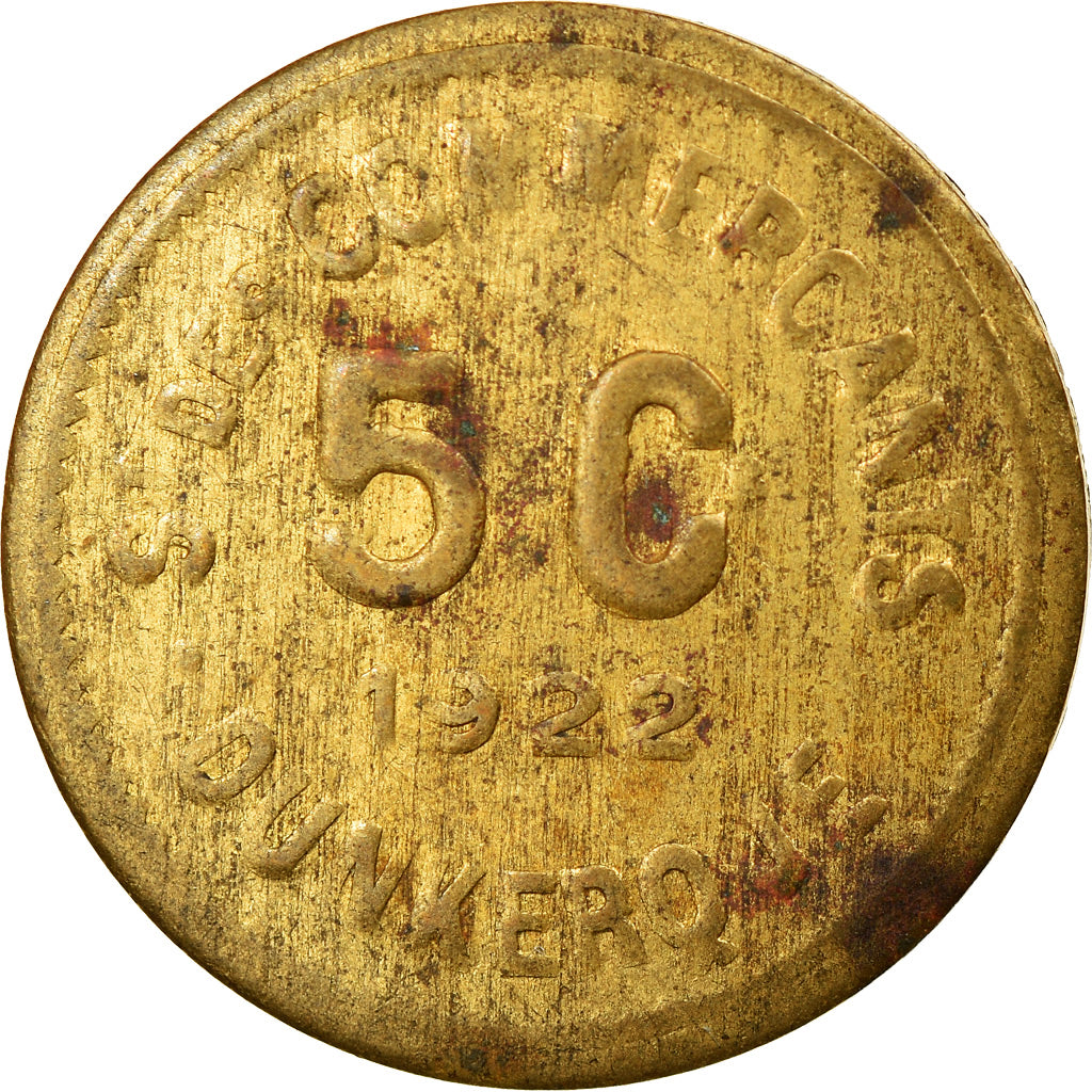 Coin, France, Société des Commerçants, Dunkerque, 5 Centimes, 1922