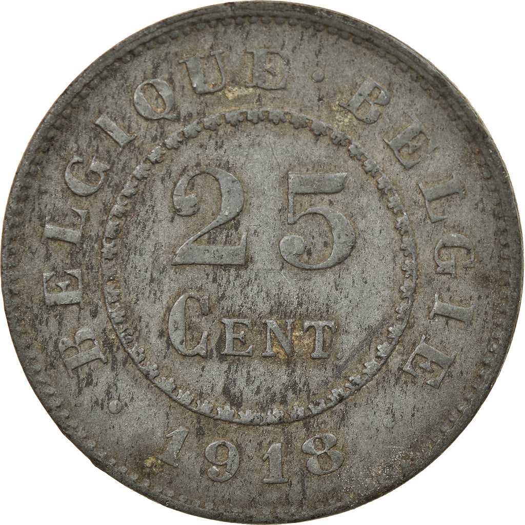 Münze, Belgien, 25 Centimes, 1918, SS, Zinc, KM:82