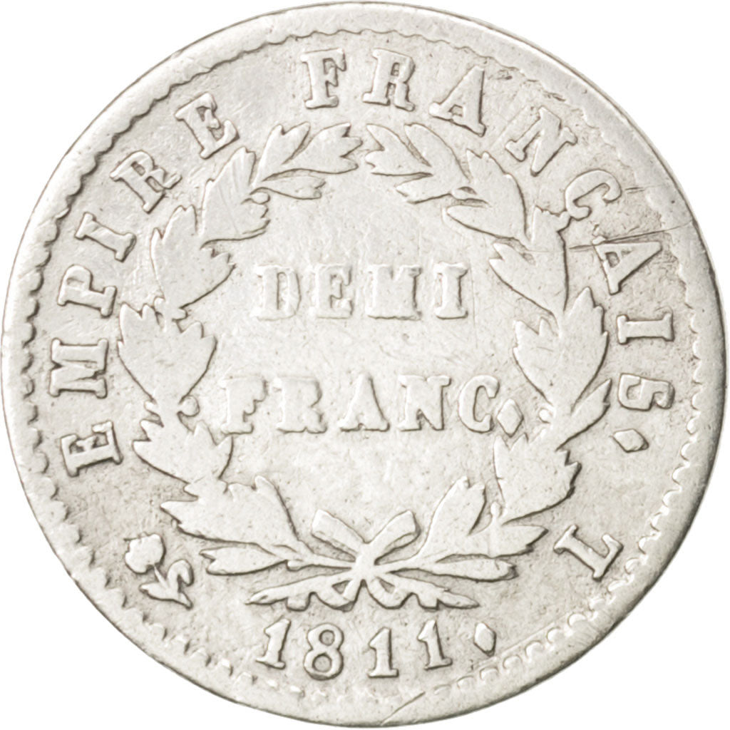 Münze, Frankreich, Napoléon I, 1/2 Franc, 1811, Bayonne, S, Silber, KM:691.9