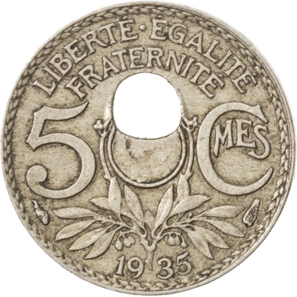 Coin, France, Lindauer, 5 Centimes, 1935, EF(40-45), Copper-nickel, KM:875