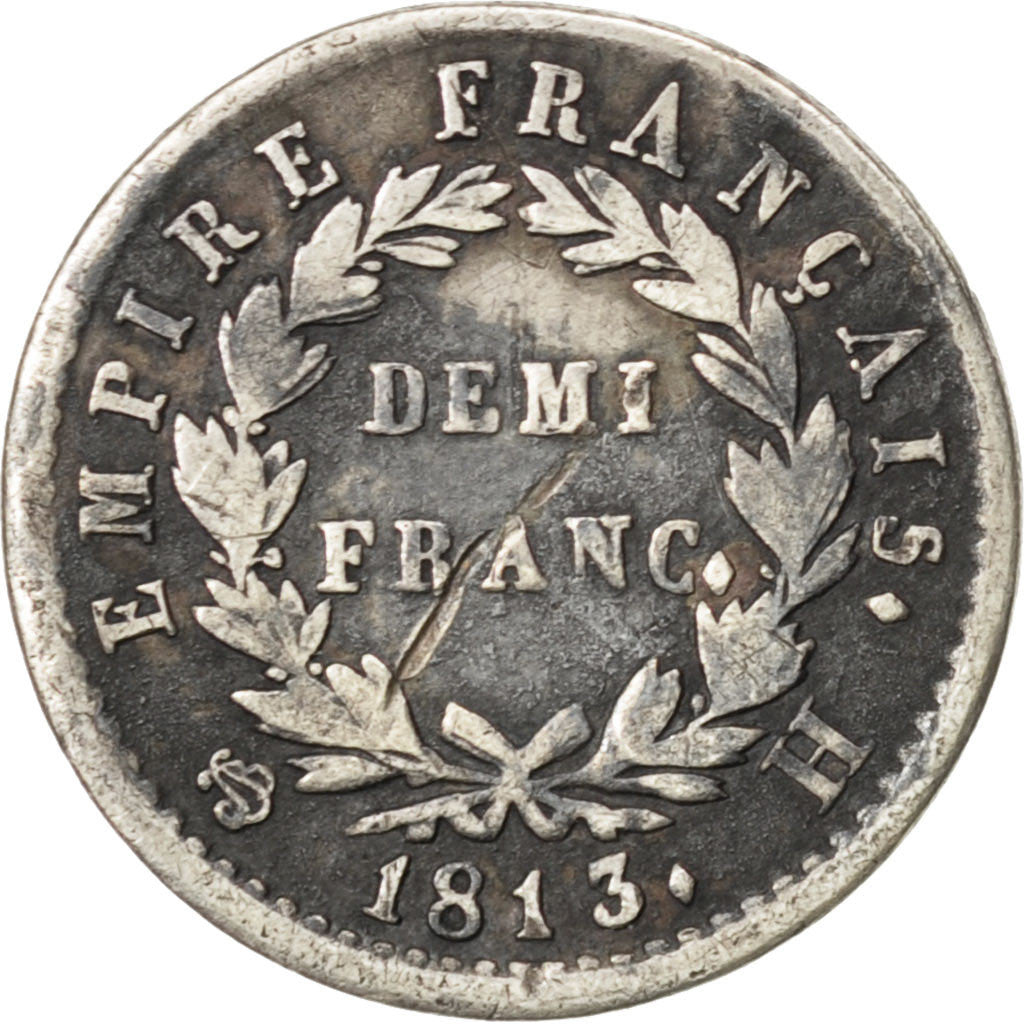 Coin, France, Napoléon I, 1/2 Franc, 1813, La Rochelle, VF(20-25), Silver