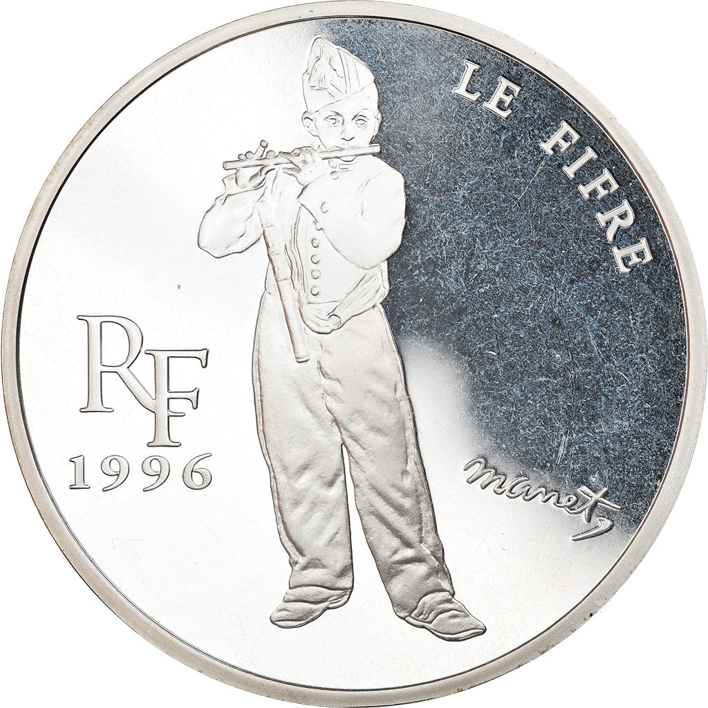 Moneta, Francja, Manet - Le Fifre, 10 Francs-1.5 Euro, 1996, MS(65-70), Srebro