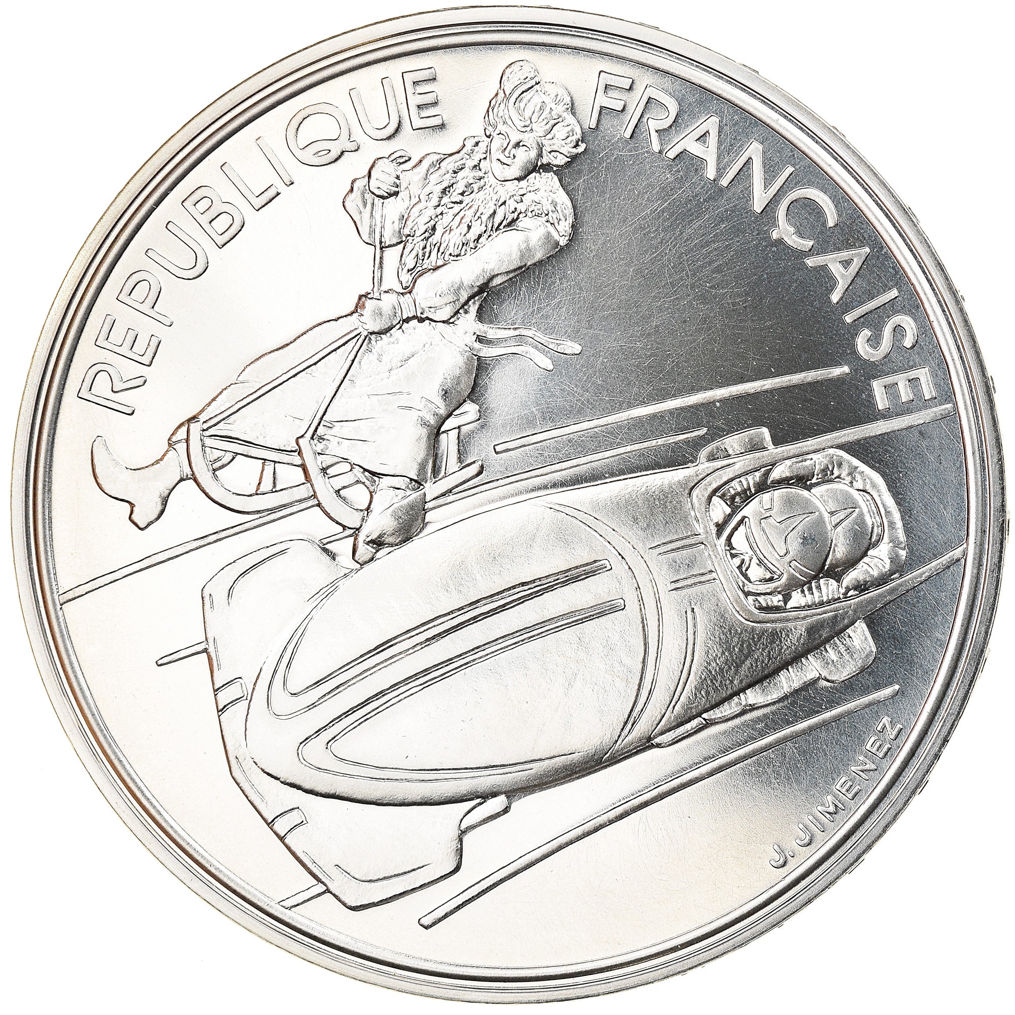 Munten, Frankrijk, Albertville - Bobsledding, 100 Francs, 1990, ESSAI, UNC