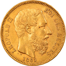 Moneta, Belgio, Leopold II, 20 Francs, 20 Frank, 1869, BB+, Oro, KM:32