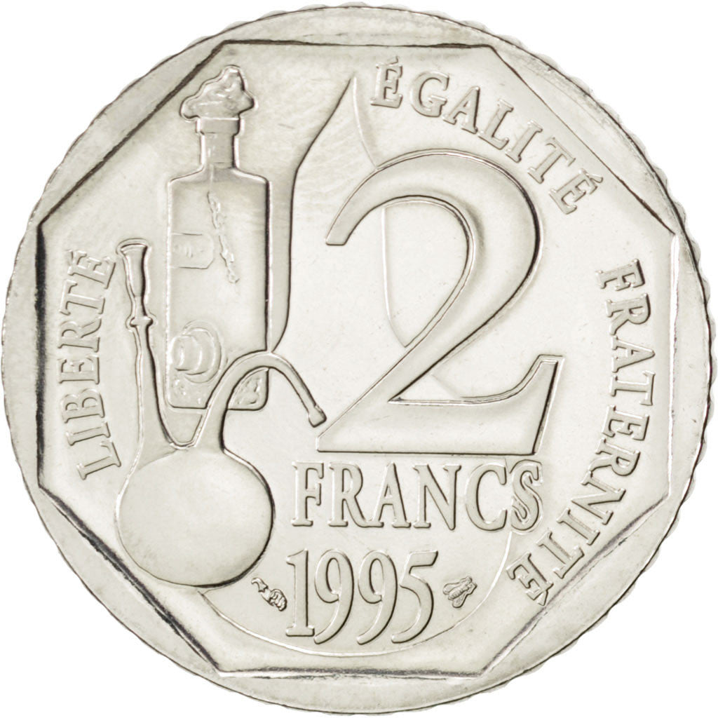 Moneda, Francia, Pasteur, 2 Francs, 1995, SC, Níquel, KM:1119, Gadoury:549