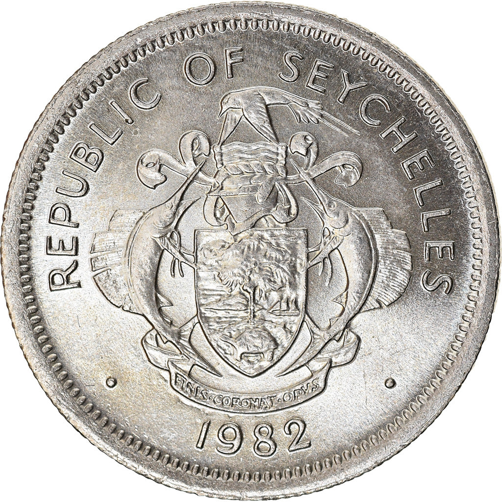Coin, Seychelles, 25 Cents, 1982, British Royal Mint, MS(60-62), Copper-nickel