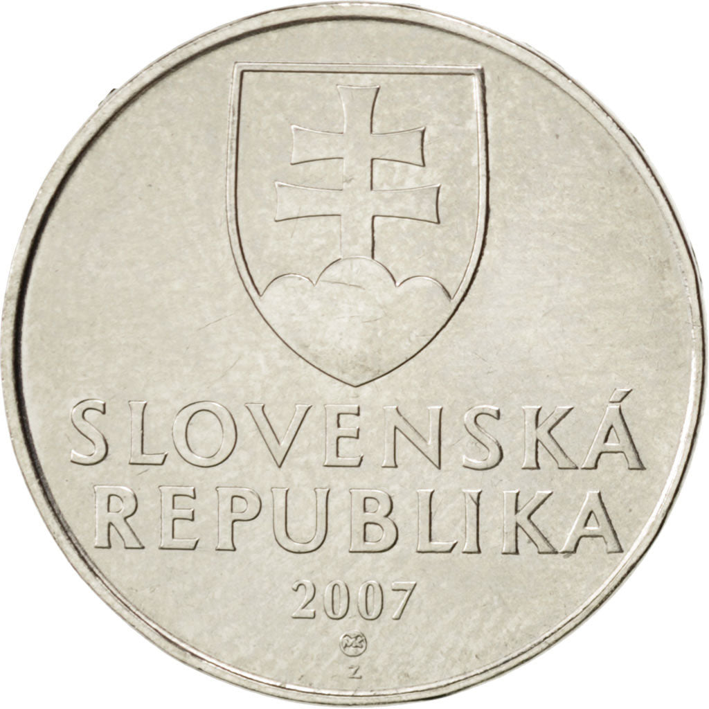 Münze, Slowakei, 2 Koruna, 2007, UNZ, Nickel plated steel, KM:13