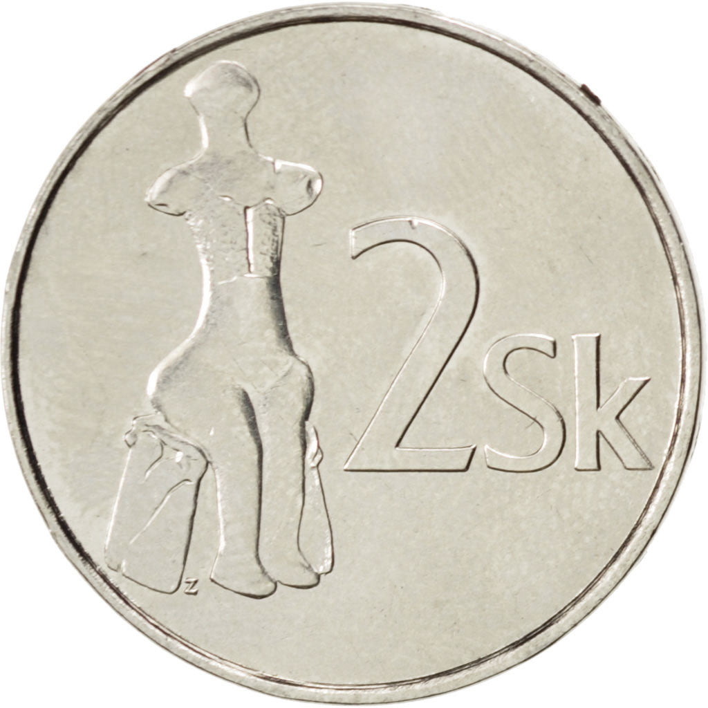 Münze, Slowakei, 2 Koruna, 2007, UNZ, Nickel plated steel, KM:13