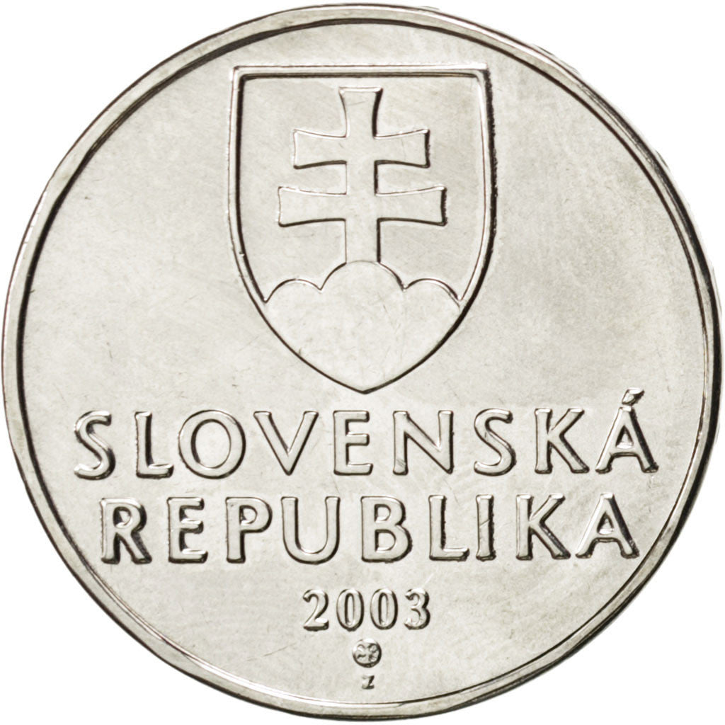Coin, Slovakia, 2 Koruna, 2003, MS(63), Nickel plated steel, KM:13