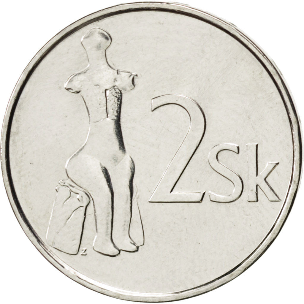 Coin, Slovakia, 2 Koruna, 2003, MS(63), Nickel plated steel, KM:13