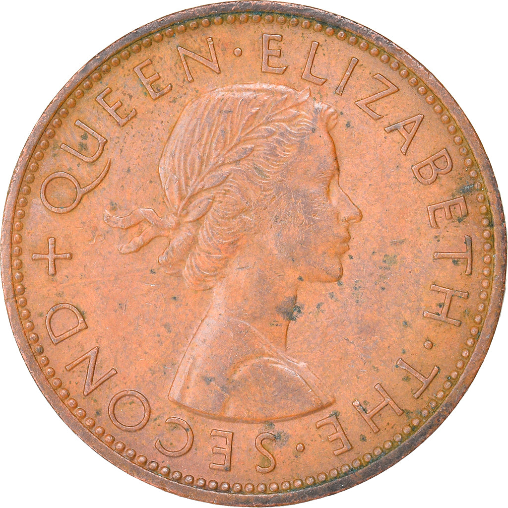 Moneta, Nowa Zelandia, Elizabeth II, Penny, 1964, AU(50-53), Bronze, KM:24.2