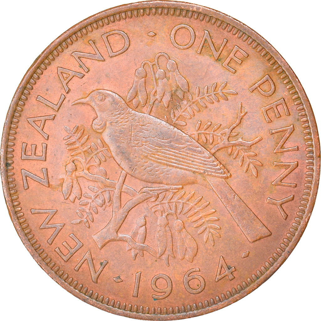 Moneta, Nowa Zelandia, Elizabeth II, Penny, 1964, AU(50-53), Bronze, KM:24.2