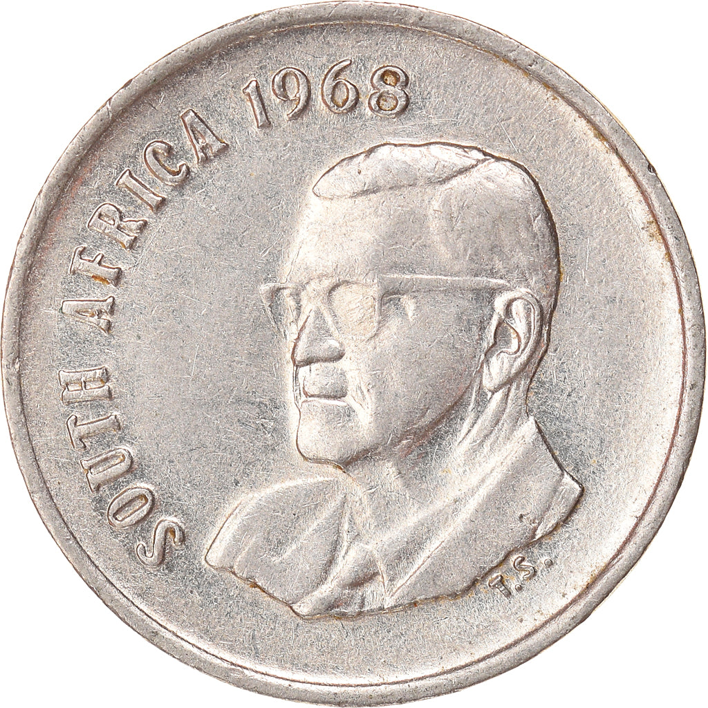 Moneda, Sudáfrica, 5 Cents, 1968, MBC+, Níquel, KM:76.1