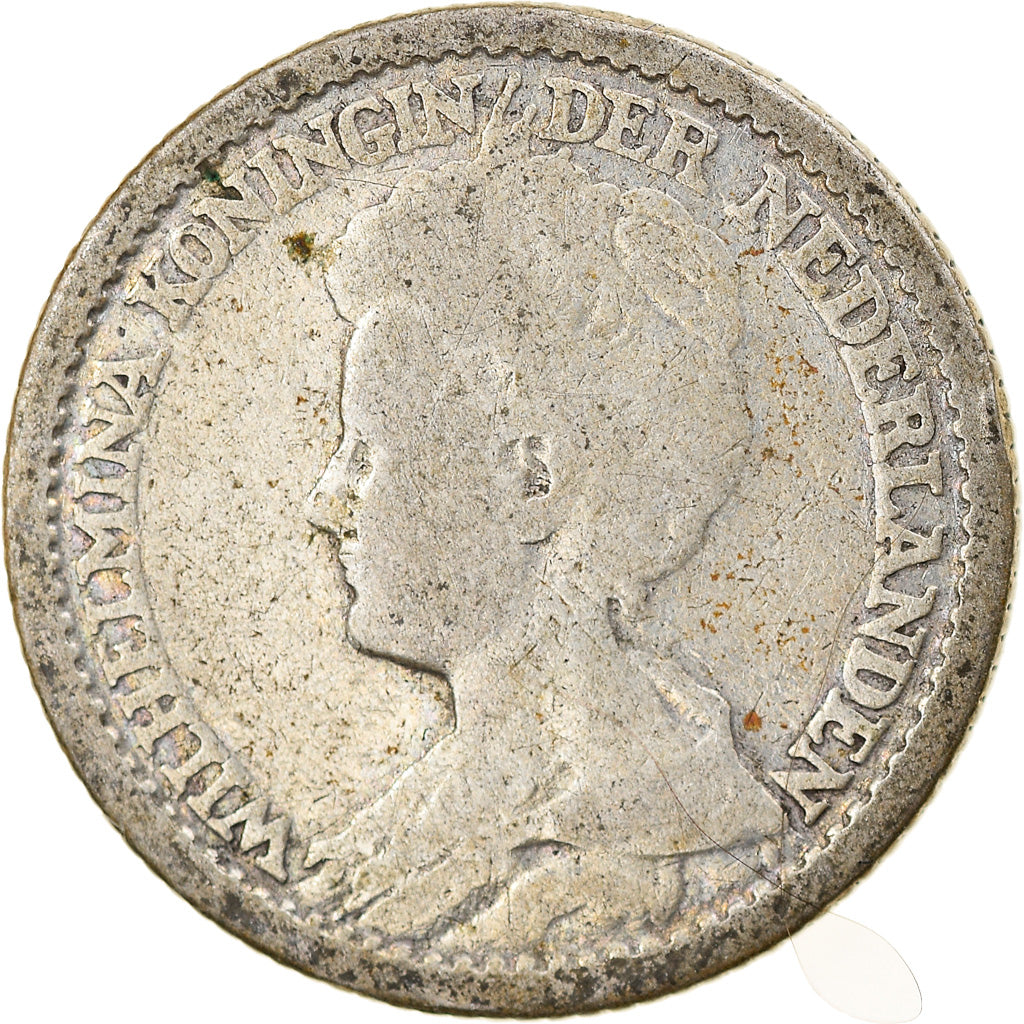 Coin, Netherlands, Wilhelmina I, 25 Cents, 1915, VF(20-25), Silver, KM:146