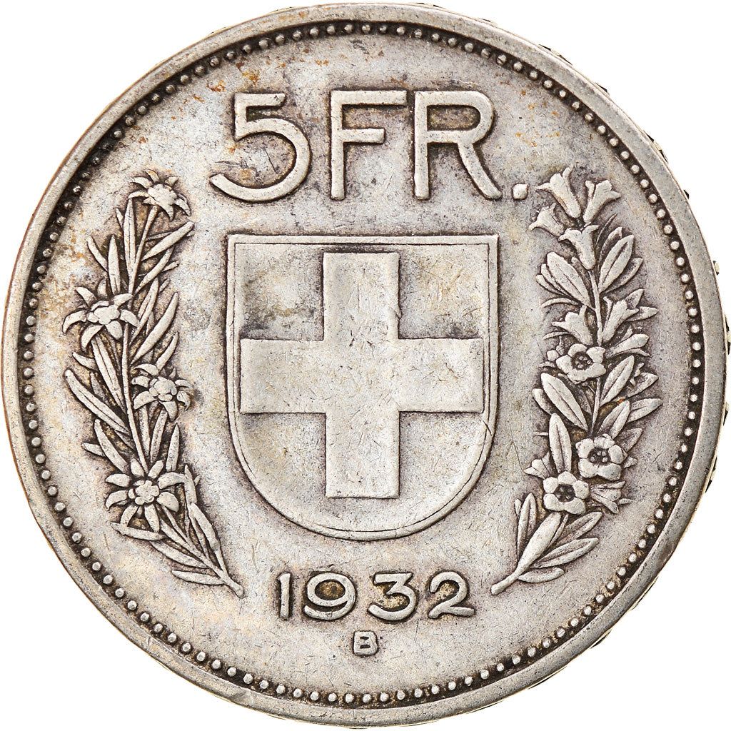 Coin, Switzerland, 5 Francs, 1932, Bern, EF(40-45), Silver, KM:40
