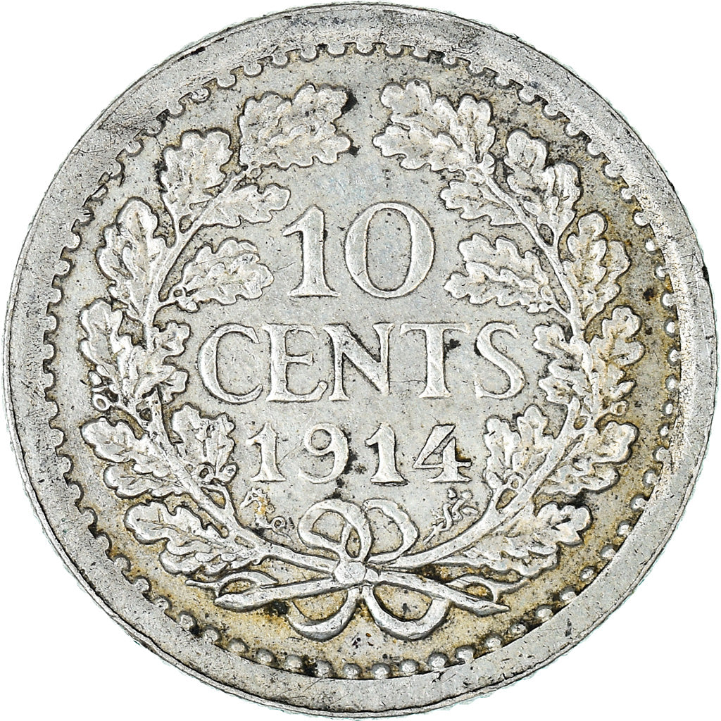 Munten, Nederland, Wilhelmina I, 10 Cents, 1914, ZF+, Zilver, KM:145